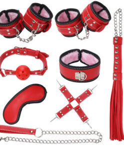 BỘ BDSM 7 MÓN DA THẬT - Đỏ
