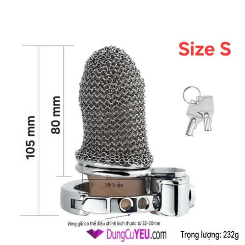 Khóa trinh tiết nam lưới xích thép không gỉ ngắn